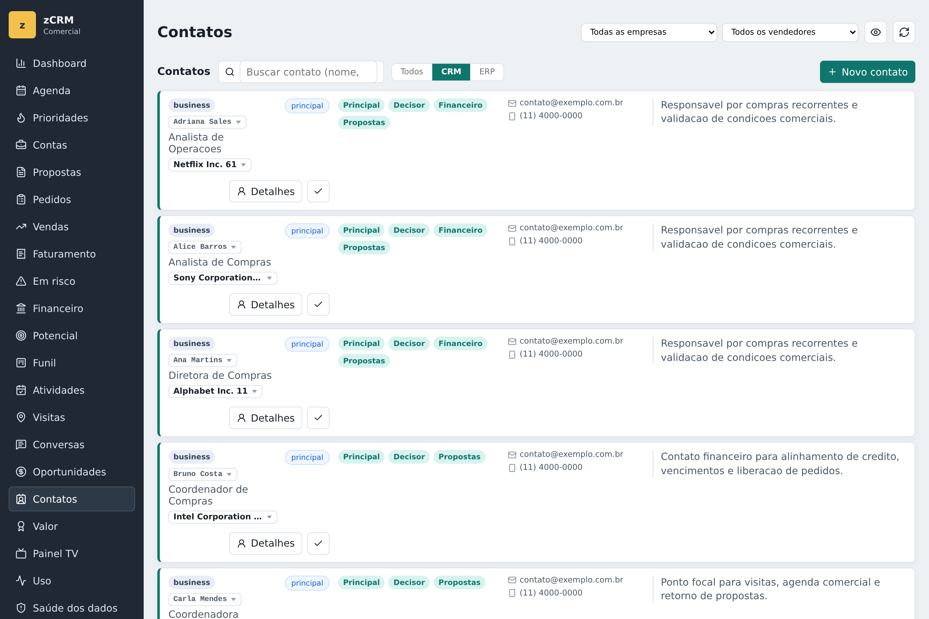 Tela do zCRM relacionada ao tema do artigo